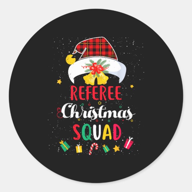Referee Christmas Squad Santa Hat Umre Match  Classic Round Sticker (Front)