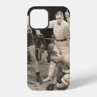 Referee counting over boxer in ringboxing, vintage