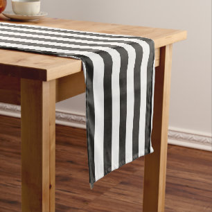 Referee Striped Classic Black & White Vertical Short Table Runner