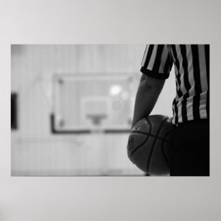 Referee Time out (Basketball) Black and White Post Poster