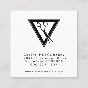 referral barber scissors triangle square card