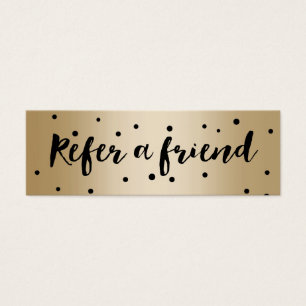 Referral Card Elegant Black & Gold Confetti Dots