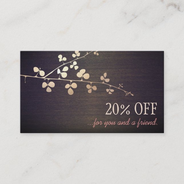Referral Card, Elegant Zen Gold Branch Salon  Card (Front)