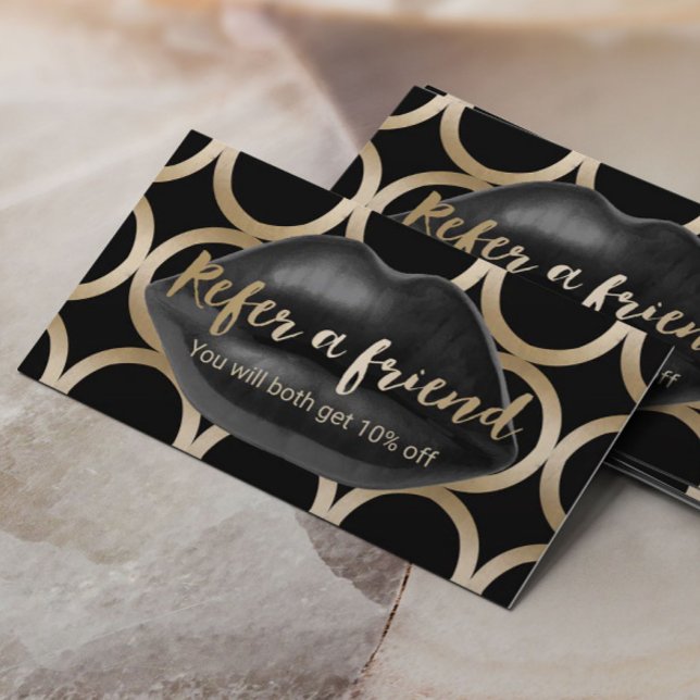 Referral Card | Geometric Black Lips Makeup Artist (Creator Uploaded)