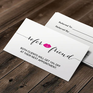 Referral Card Hot Pink Lips Beauty Salon