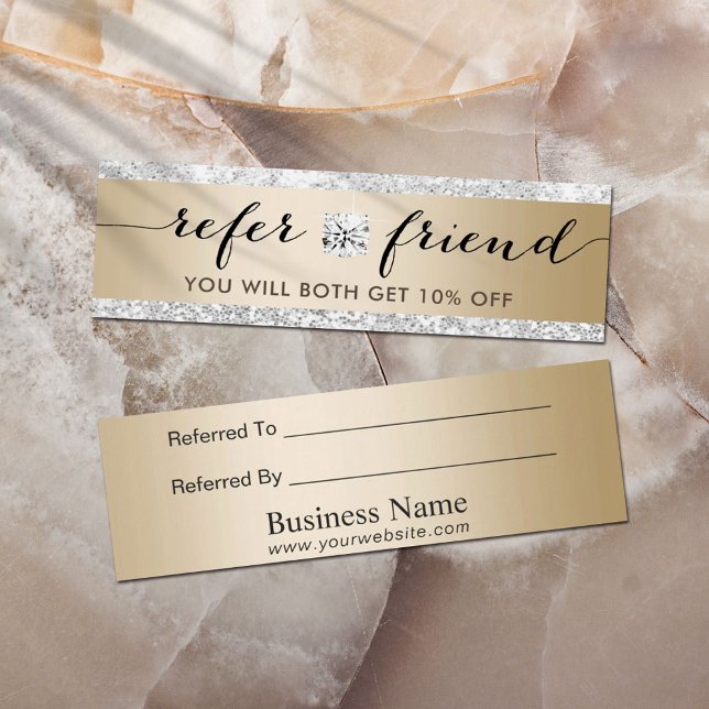 Referral Card | Luxury Silver Glitter Modern Gold (Creator Uploaded)