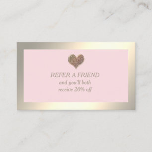 Referral card minimalist gold heart