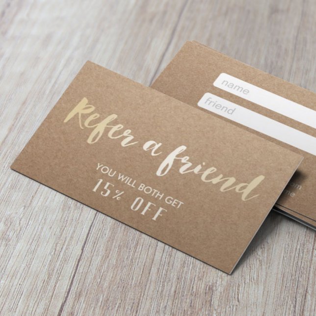 Referral Card | Minimalist Gold Script Rustic (Creator Uploaded)