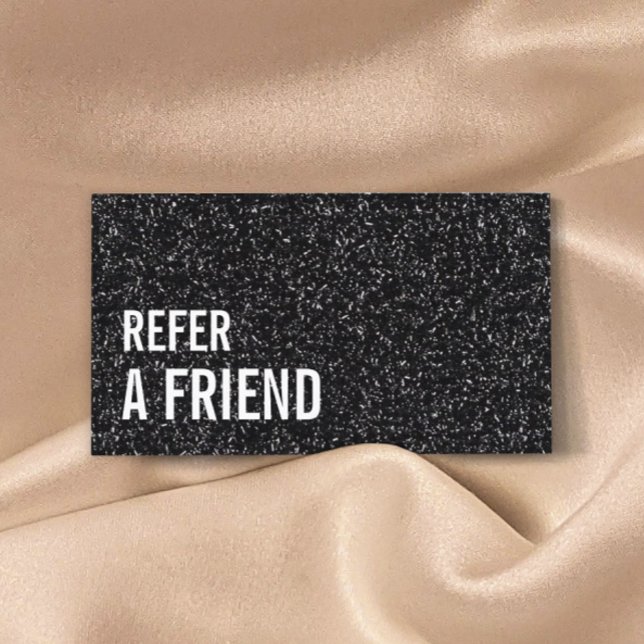 Referral Card | Modern Black Glitter Sparkles (Creator Uploaded)