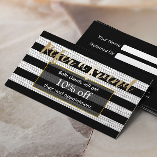 Referral Card   Modern Black & White Stripes