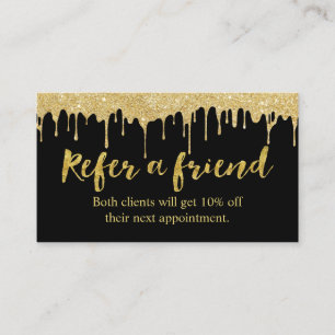 Referral Card   Modern Gold Dripping Salon