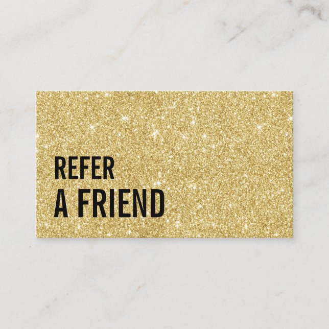 Referral Card | Modern Gold Glitter Beauty Salon (Front)