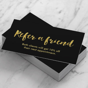 Referral Card   Modern Gold Script Salon SPA