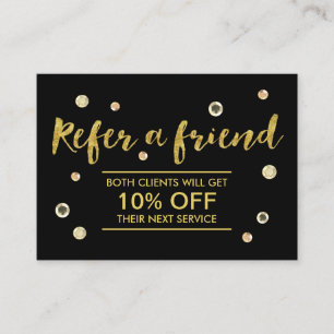 Referral Card   Modern Gold Sequins Salon Spa