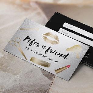 Referral Card   Modern Gold & Silver Beauty Salon