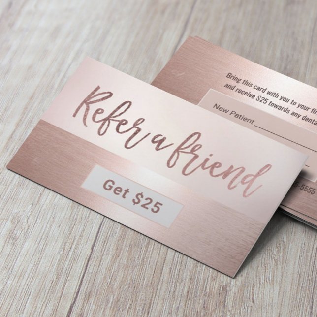 Referral Card | Modern Rose Gold Dentist Dental (Creator Uploaded)