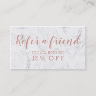 Referral card modern rose gold typography marble 2