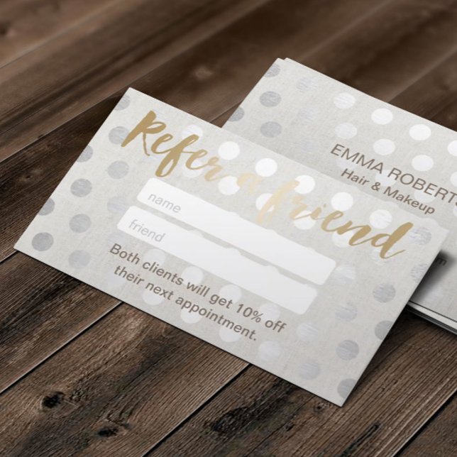 Referral Card | Modern Silver Dots Hair Salon (Creator Uploaded)
