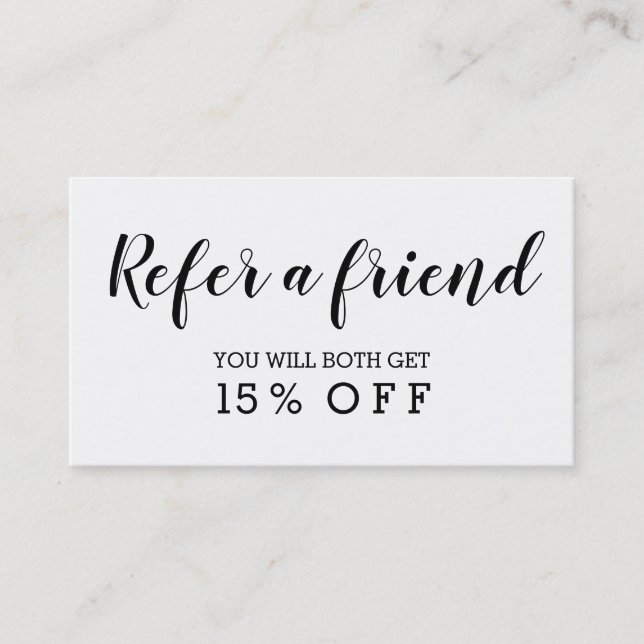 Referral card modern simple minimalist black white (Front)