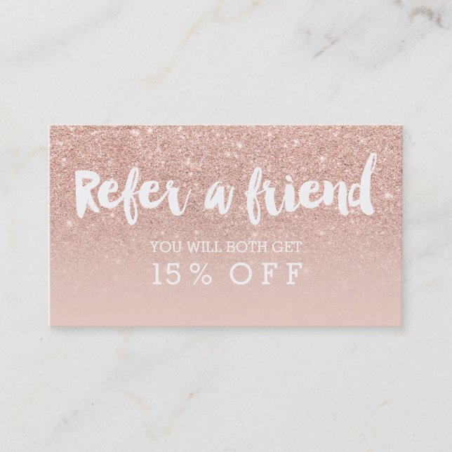 Referral card modern typography blush rose gold (Front)