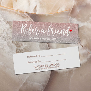 Referral Card Rose Gold Glitter Beauty Salon