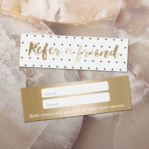 Referral Card Simple Polka Dots Classy Gold