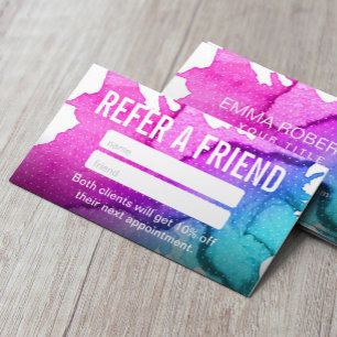 Referral Card   Watercolor Stylish Dots Elegant