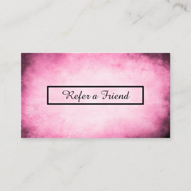 referral program pink parchment card (Front)