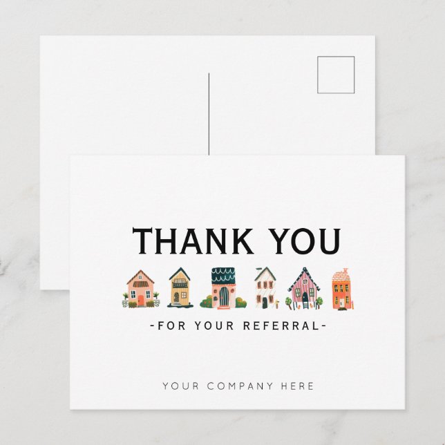 Referral Real Estate Marketing Thank You  Postcard (Front/Back)