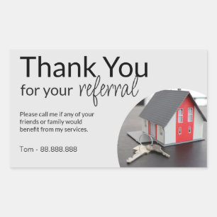 Referral Real Estate Thank You business Square Ova Rectangular Sticker