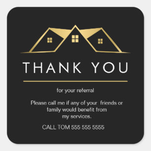 Referral Real Estate Thank You business Square Squ Square Sticker