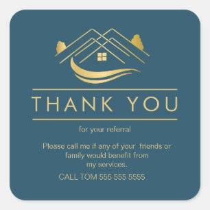 Referral Real Estate Thank You business Square Squ Sticker