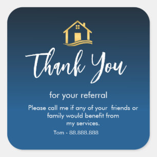 Referral Real Estate Thank You business Square Squ Sticker
