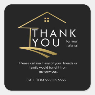 Referral Real Estate Thank You business Square Sticker