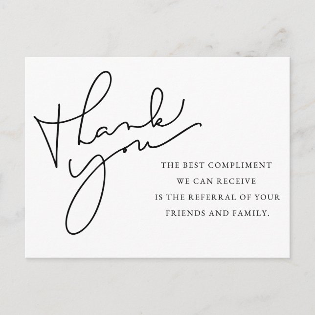 Referral Thank You, Referral Note Card,  Thank You Postcard (Front)