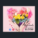 referrals make me bloom mailer real estate promo f flyer<br><div class="desc">Referrals Make My Business Bloom Card Delight clients and encourage referrals with this “Your referrals make my business bloom” business card, featuring a cute heart-shaped bunch of flowers. Perfect for pairing with gifts, pop-by treats, or promotional mailers, this card communicates appreciation while promoting your business in a memorable, visually appealing...</div>