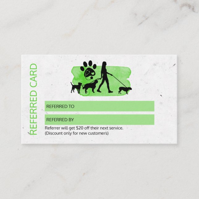 Referred Girl Dog walker / Pet Care Sitting Business Card (Front)