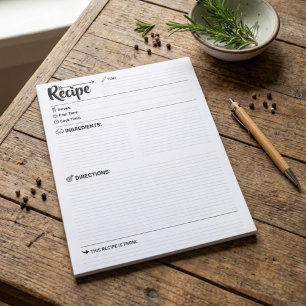 Refill Blank Recipe Pages / Sheets Full-Size Notepad