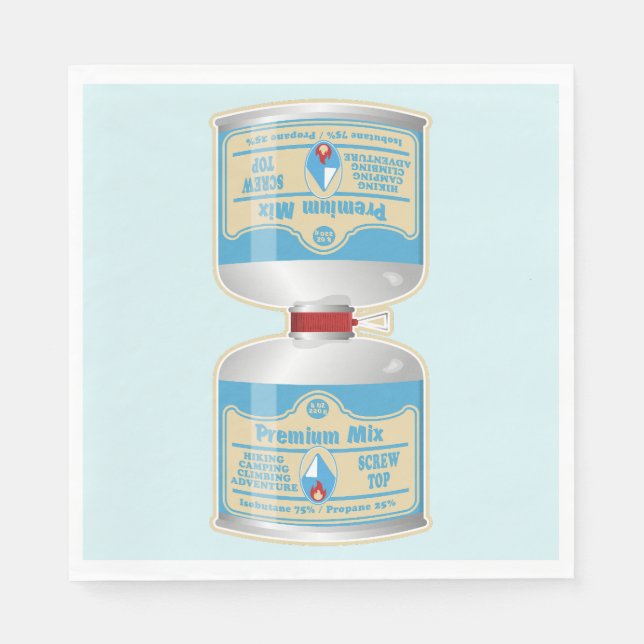 Refilling gas canisters for camp stoves napkin (Front)