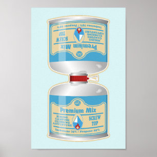 Refilling gas canisters for camp stoves poster