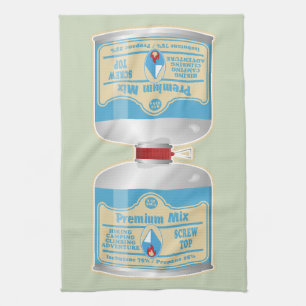 Refilling gas canisters for camp stoves tea towel