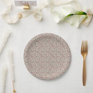 Refined 1940s Burgundy & Teal Vintage Floral Paper Plate