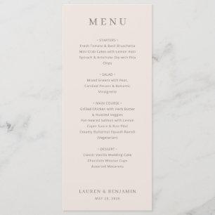 Refined Beige Calligraphy Menu