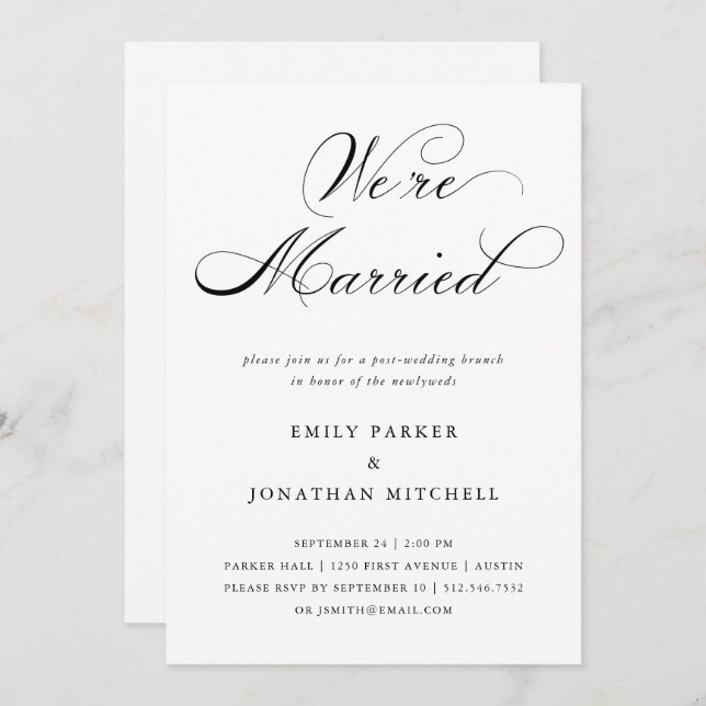 Refined | Black and White Post-Wedding Brunch Invitation (Front/Back)