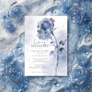 Refined Blue Crystal Rose Photo Memorial AML26 Invitation