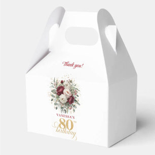 Refined Blush Burgundy 80th Birthday Favour Boxes