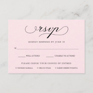 Refined   Blush Pink RSVP with Meal Choice Card