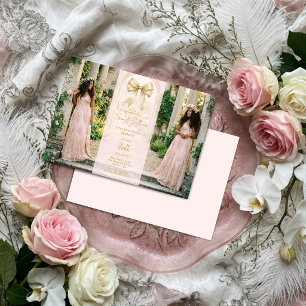 Refined Blush Pink Twins Sweet 16 Coquette TMF26 Invitation