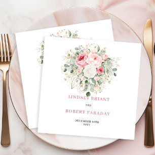 Refined Boho Blush Rose Eucalyptus Wedding Napkins