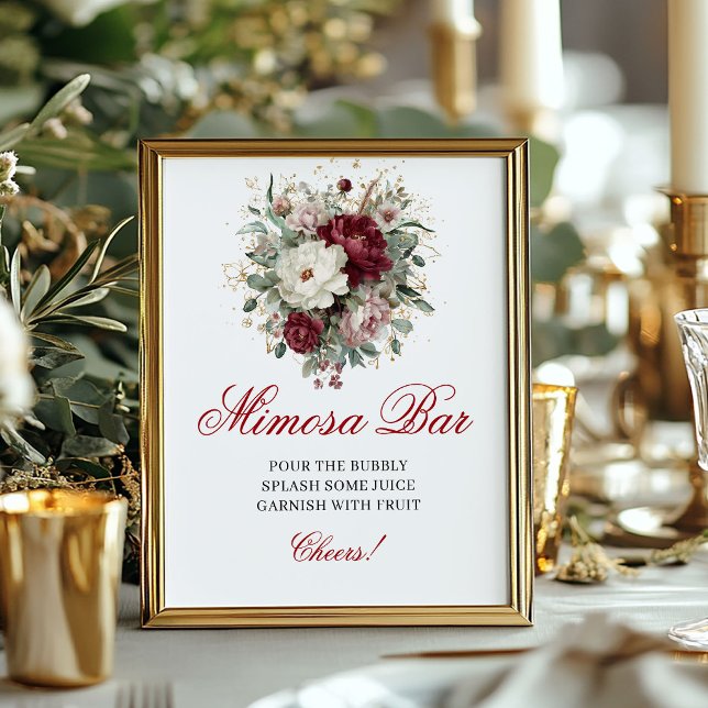 Refined Boho Mimosa Bar Blush Burgundy Sign (Refined Boho Mimosa Bar Blush Burgundy Sign)
